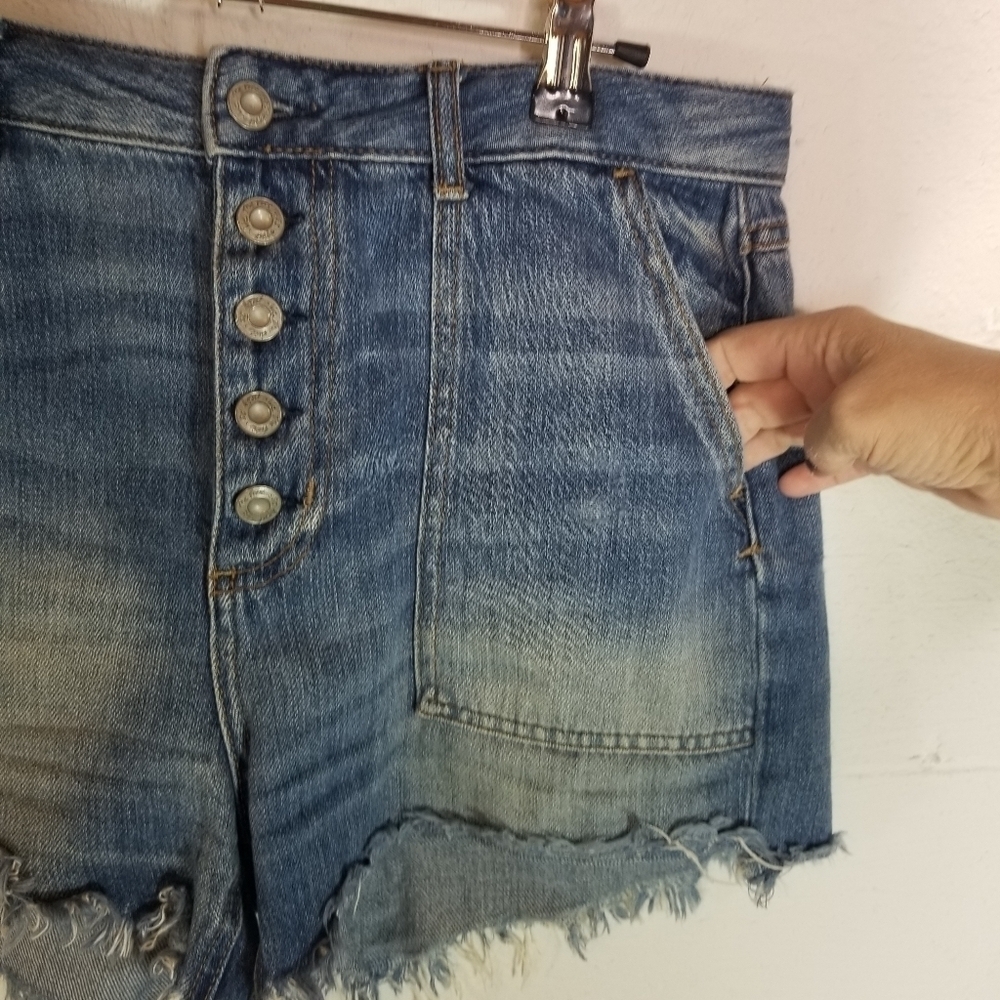 Free People Jesse button fly back cinch cut off jean shorts - Picture 10 of 15